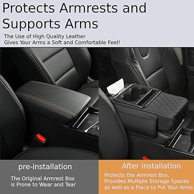 5-in-1 Car Armrest Cushion Cover – Center Console Cover with Cup Holder, Tissue Box Slot, Phone Slot